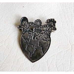 Vintage EFS “Save the Children” 925 Sterling Silver Heart Word Brooch Pin